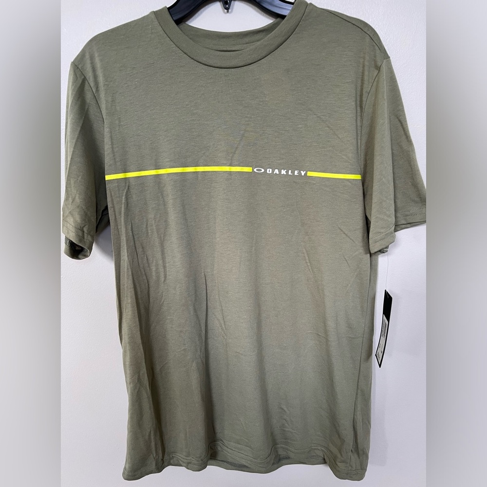 🔥OAKLEY LINE SS TEE MEN'S T-SHIRT WHITE WASHED ARMY STYLE #F0A400710 SIZE SMALL